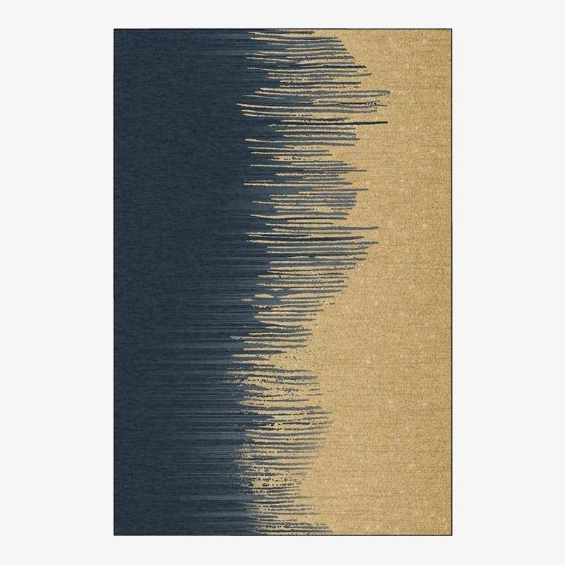 Tapis rectangle vintage bleu et jaune Slip