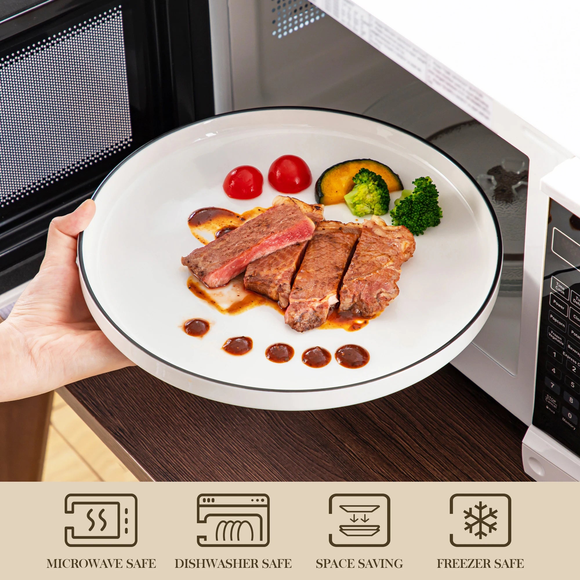 Service de table porcelaine bord relevé style moderne - vue 5 sur 7
