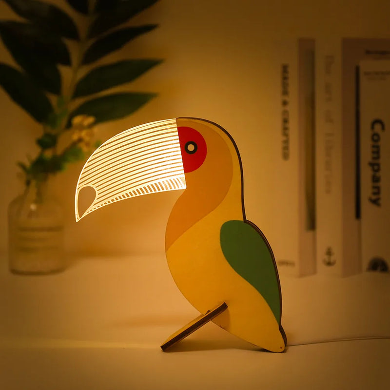 lampe de chevet enfant led bois acrylique usb veilleuse