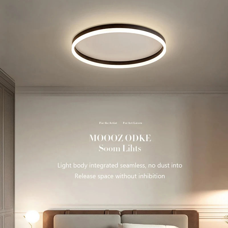 Plafond moderne à LEDs lampes lustre lumières salon salle à manger cuisine chambre plafonnier simple rond décor à la maison lumière intérieure - vue 4 sur 16