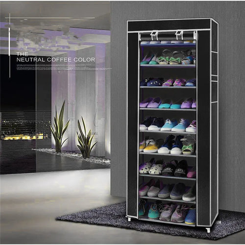 étagère à chaussures en tissu pour espace réduit et rangement pratique