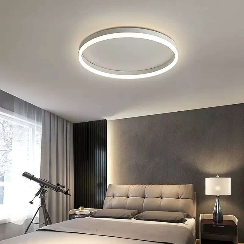 Plafond moderne à LEDs lampes lustre lumières salon salle à manger cuisine chambre plafonnier simple rond décor à la maison lumière intérieure - vue 6 sur 16