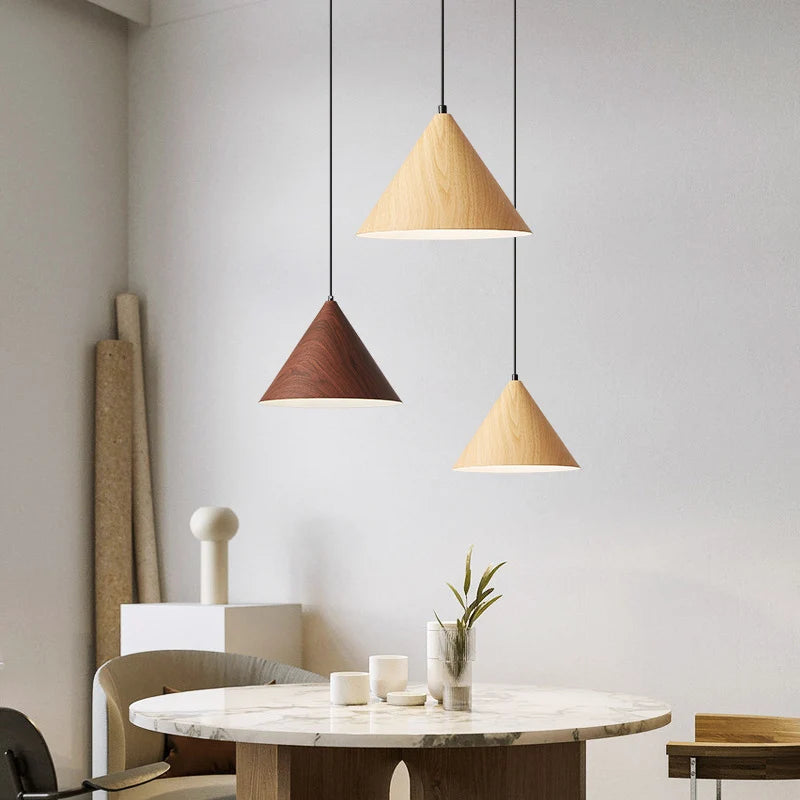 Lustre nordique créatif grain de bois simple moderne vintage