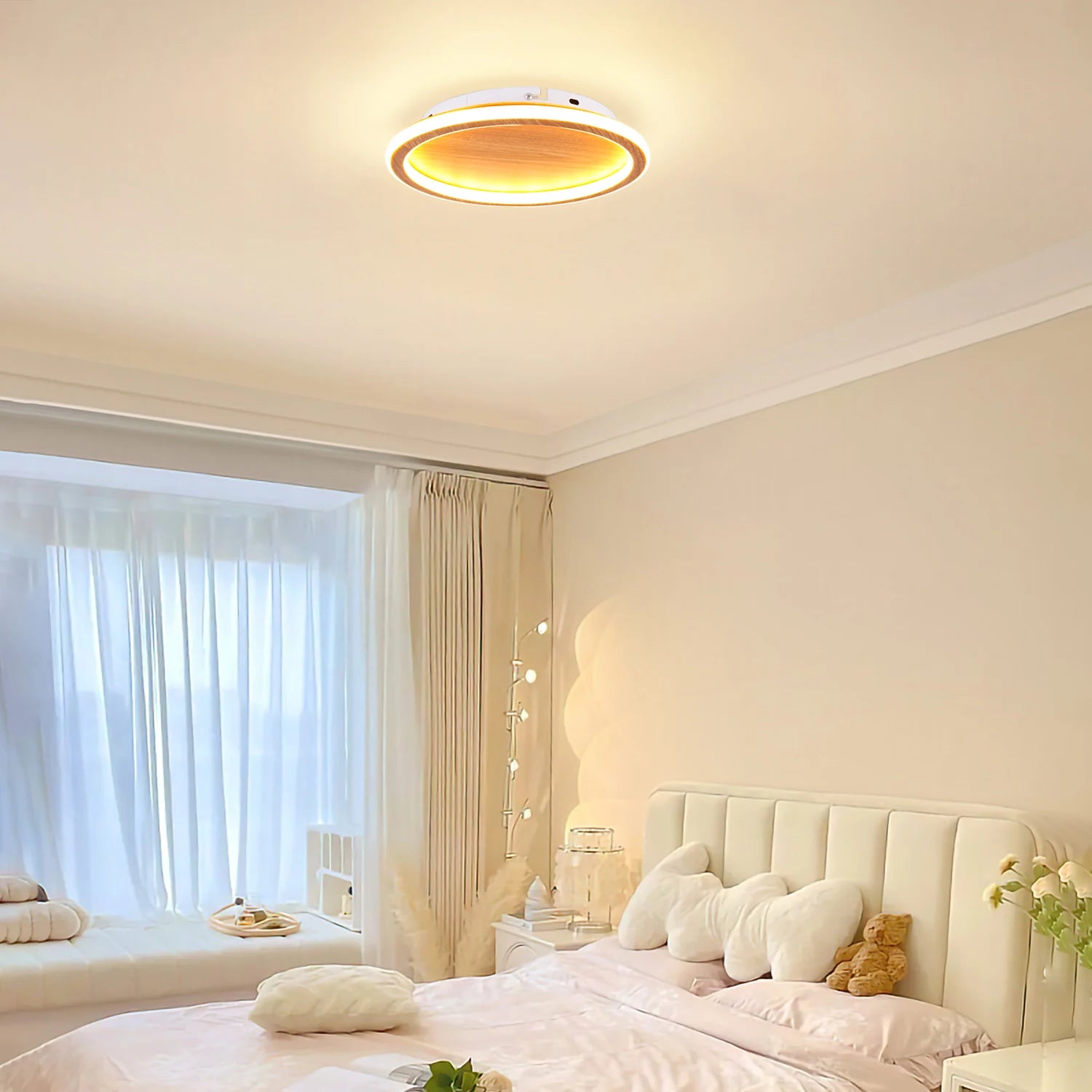 plafonnier led design nordique grain de bois éclairage intérieur décoratif