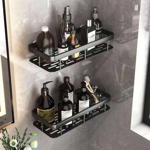 étagère d'angle murale porte-serviettes et porte-shampoing sans perçage