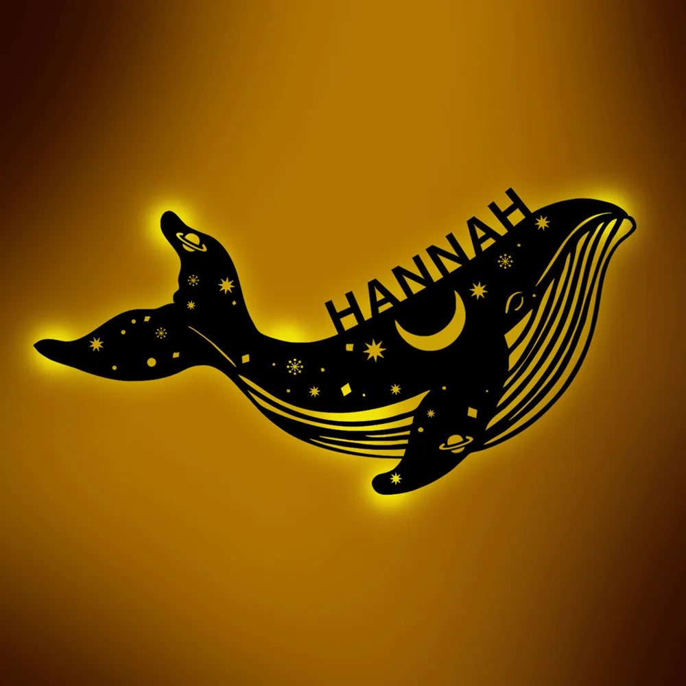Applique murale LED USB personnalisée en forme de baleine