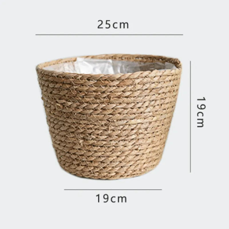 panier à fleurs en paille tressée pour décoration intérieure et extérieure - vue 12 sur 18