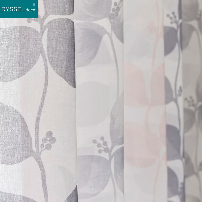 Voilage motif feuilles et fleurs style champetre salon