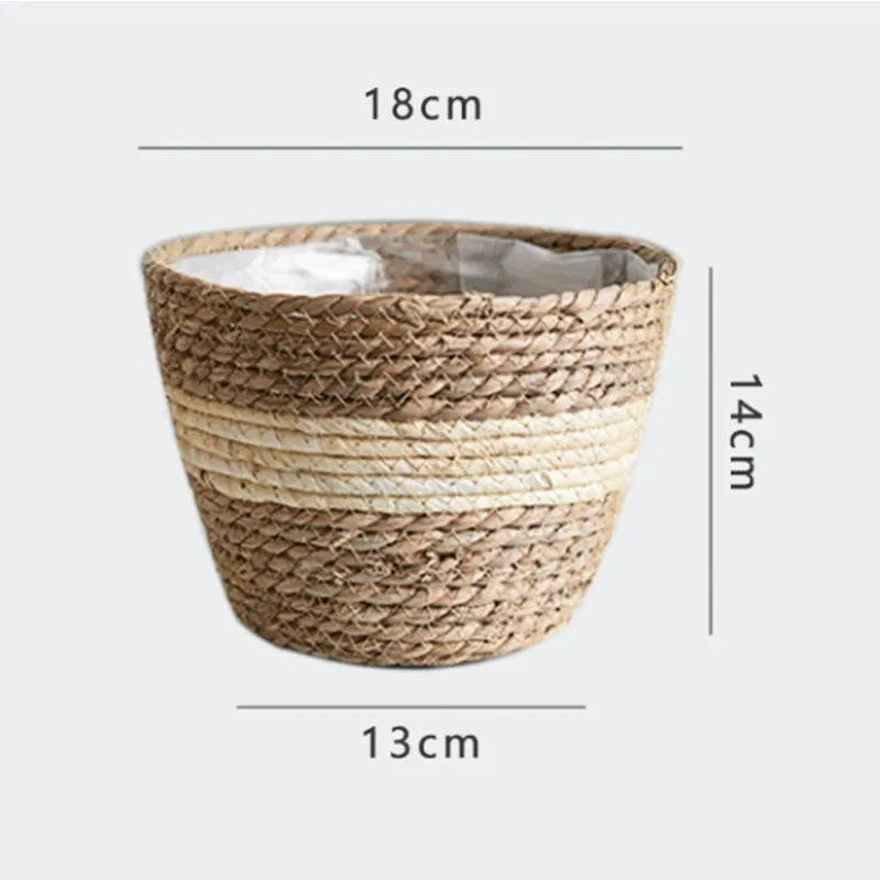 panier à fleurs en paille tressée pour décoration intérieure et extérieure - vue 18 sur 18