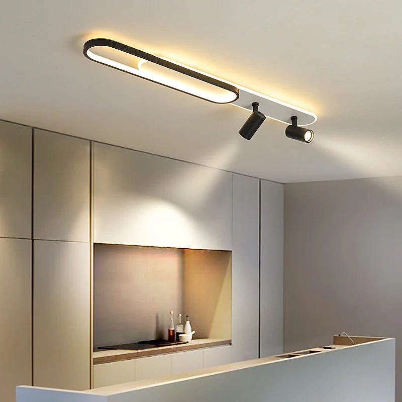 Plafond moderne à LEDs lumière avec projecteurs pour salon chambre cuisine couloir bande blanche allée lampe éclairage intérieur - vue 3 sur 14