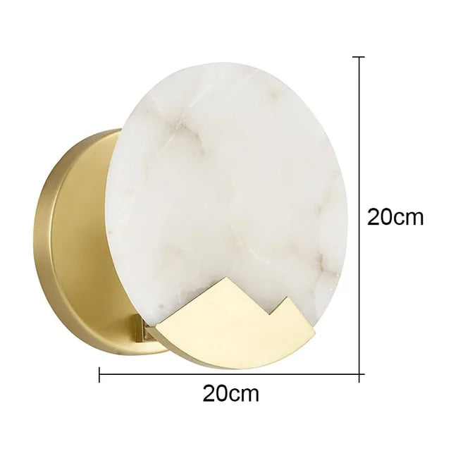 Applique murale design LED avec disque de marbre et métal doré - vue 4 sur 7