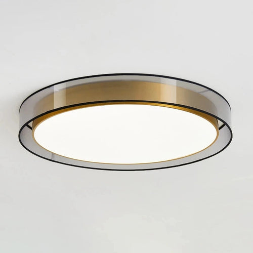 Plafonnier rond design simple LED et lanternes Jianmei hall rond tissu cuivre