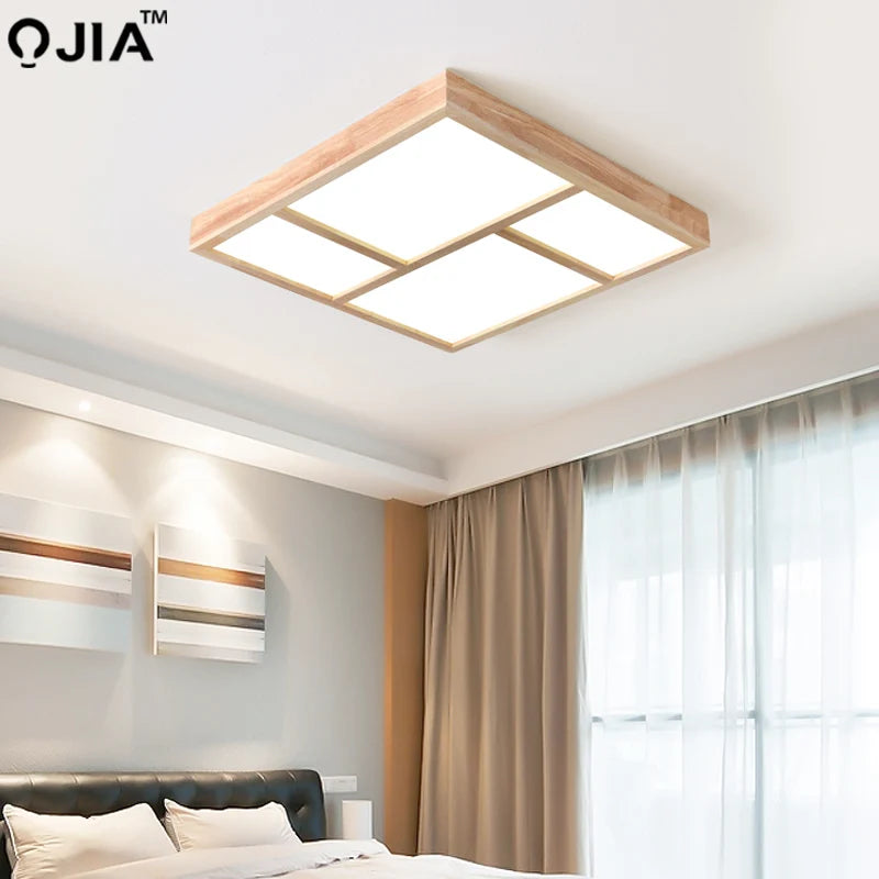 plafonnier led moderne en bois véritable pour usage intérieur - vue 4 sur 9