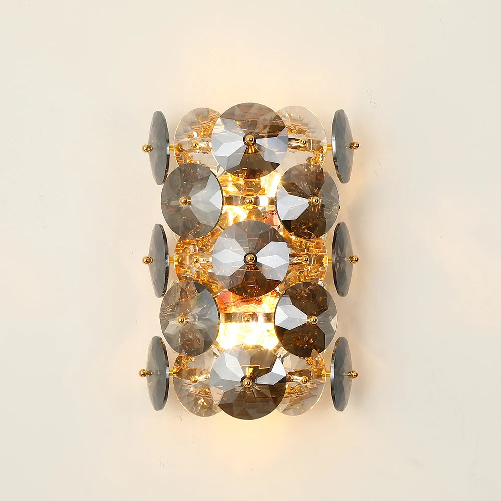 Applique murale LED appliques éclairage chambre salon fumée gris cristal applique chevet décor applique murale