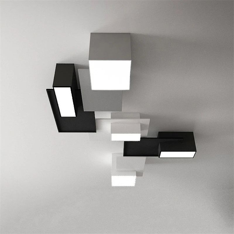 plafonnier nordique moderne simple boîte créative combinaison géométrique