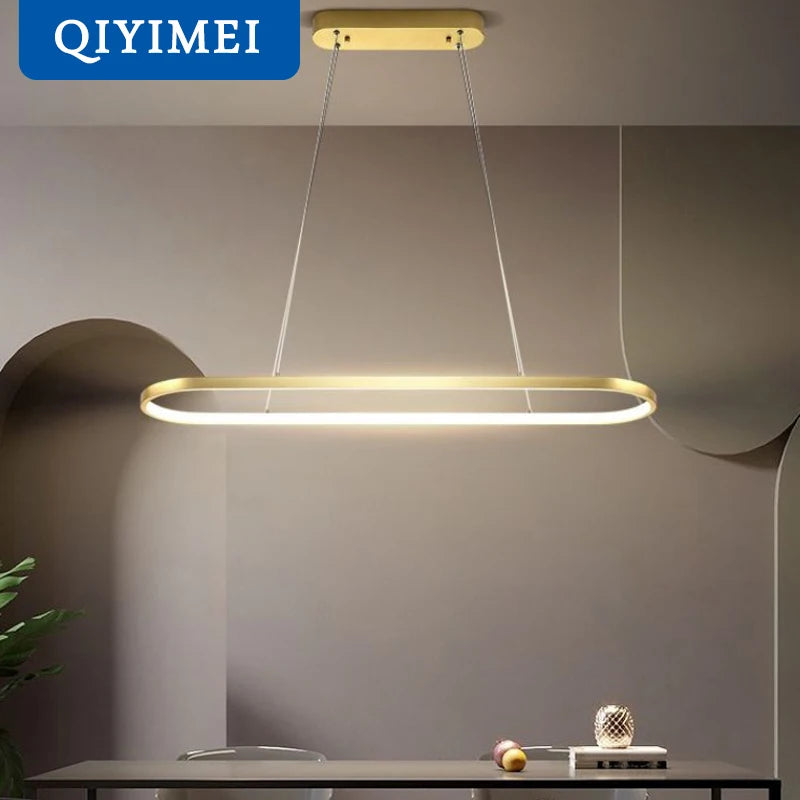 suspension led moderne rectangulaire avec télécommande lampara