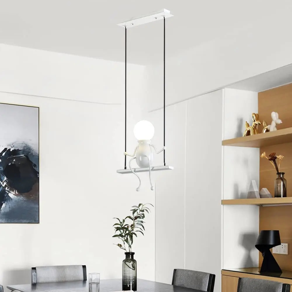 Créatif petit homme lustre dessin animé poupée lustre balançoire suspension Led plafonnier maison salon décoration E27 - vue 6 sur 13