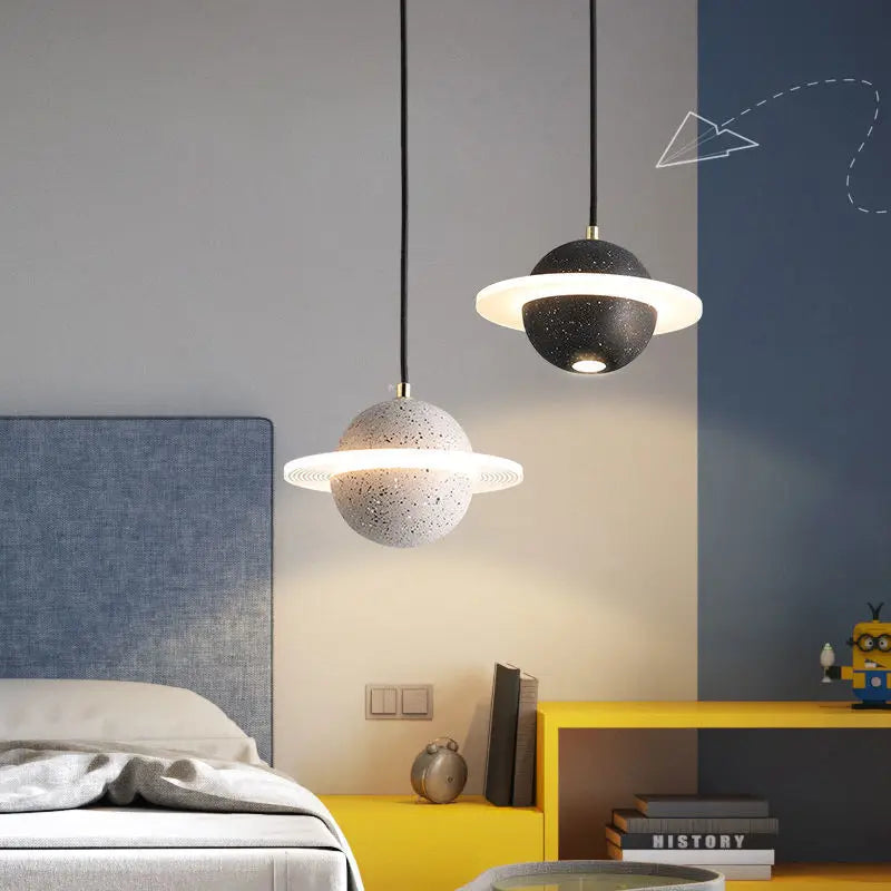 Lampe led suspendue ciment design moderne - vue 3 sur 10