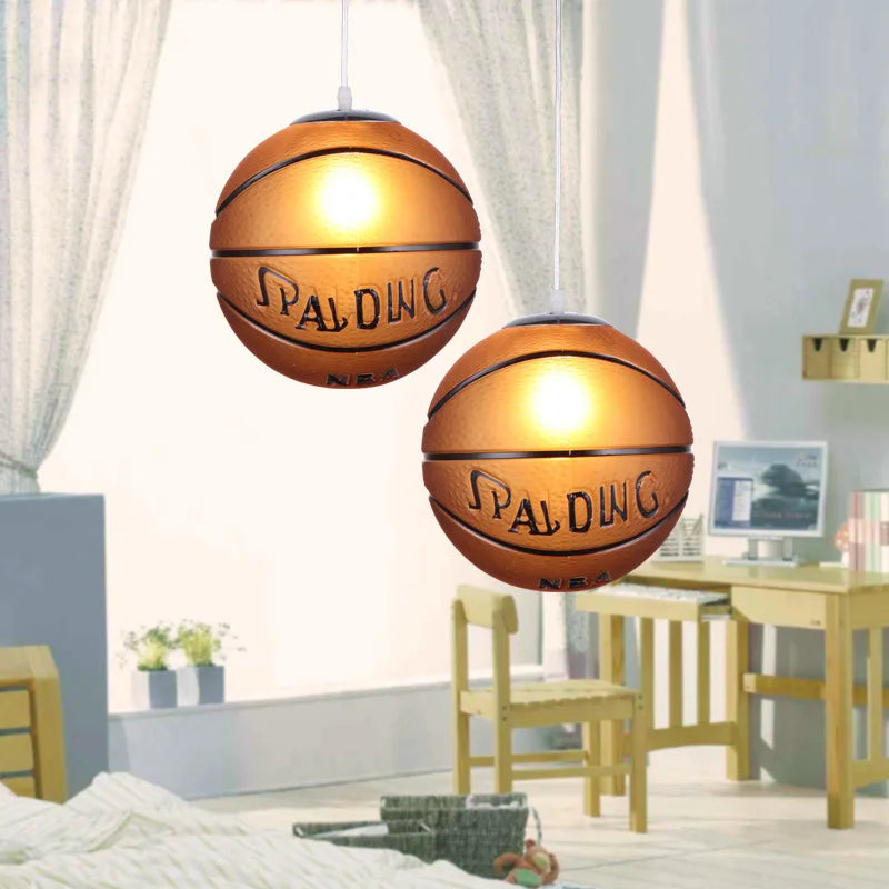 té enfants suspension lumières pour chambre enfants Football basket-ball lampes suspendues chambre luminaire moderne mignon décoration