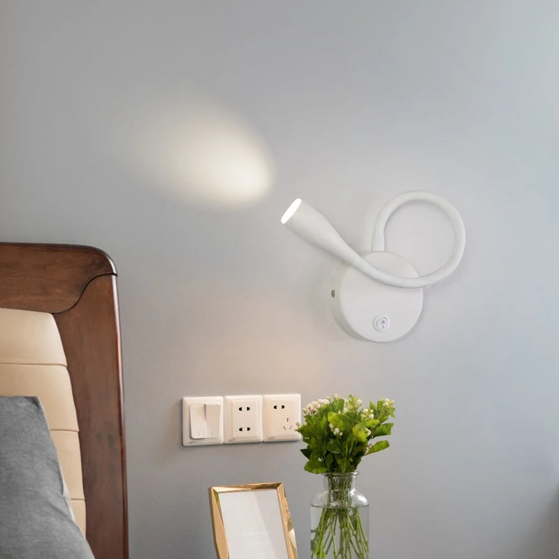 lampe de chevet murale led moderne nordique avec port usb et interrupteur - vue 6 sur 10