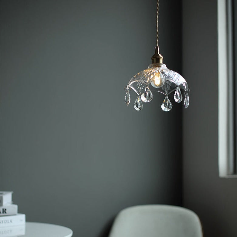Suspension avec abat-jour en verre vintage Louvain - vue 3 sur 6