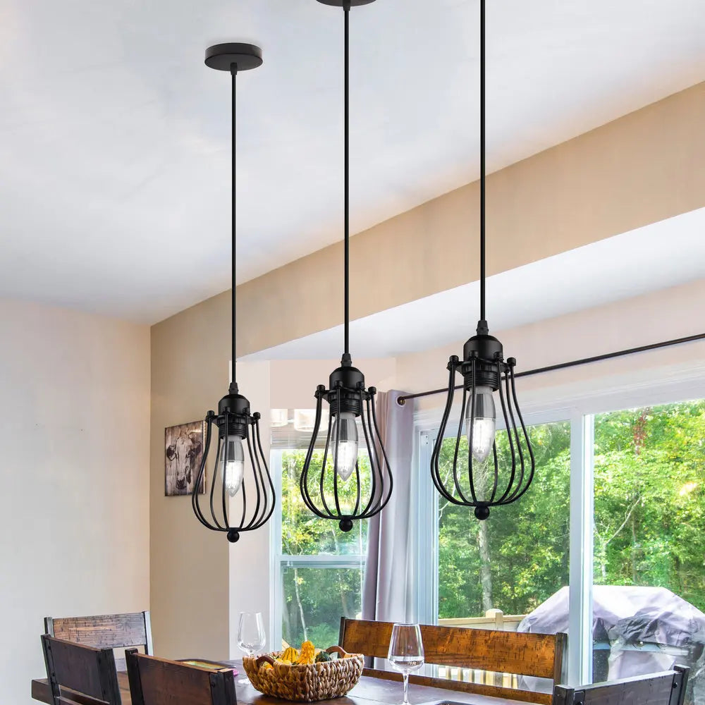 suspension industrielle vintage en fil métallique cage loft nordique led - vue 4 sur 8