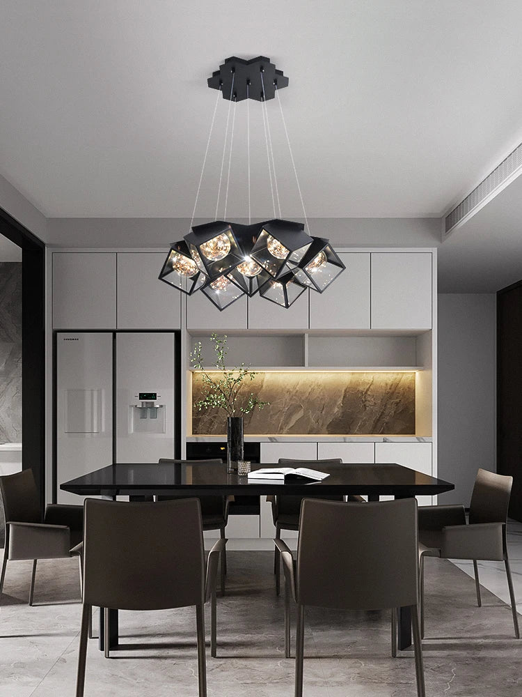 lustre led moderne dimmable pour intérieur géométrique