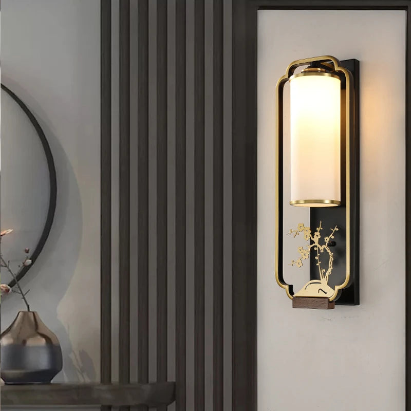 applique murale nouvelle en fer et verre style chinois