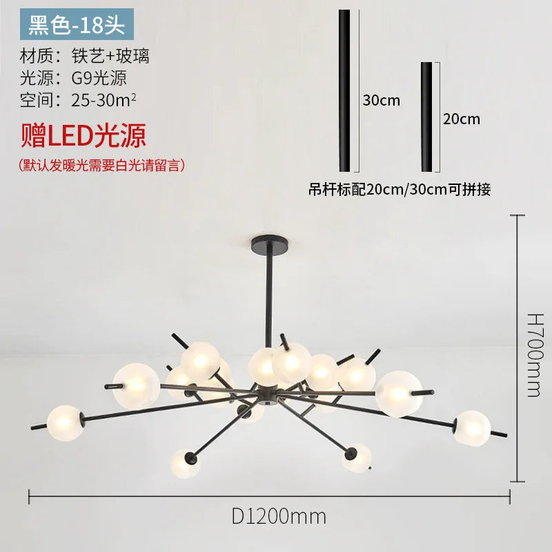 lustre en verre moderne style nordique pour décoration intérieure - vue 10 sur 14