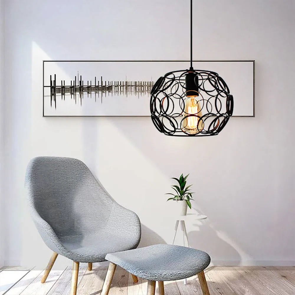 Luminaires suspendus en fer industriel rétro - vue 5 sur 8