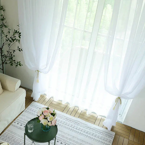 Voilage tulle transparent mesure hauteur 300cm salon chambre