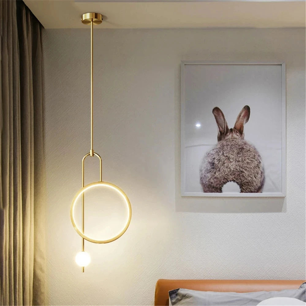 suspension led anneau design nordique pour décoration intérieure moderne - vue 7 sur 8