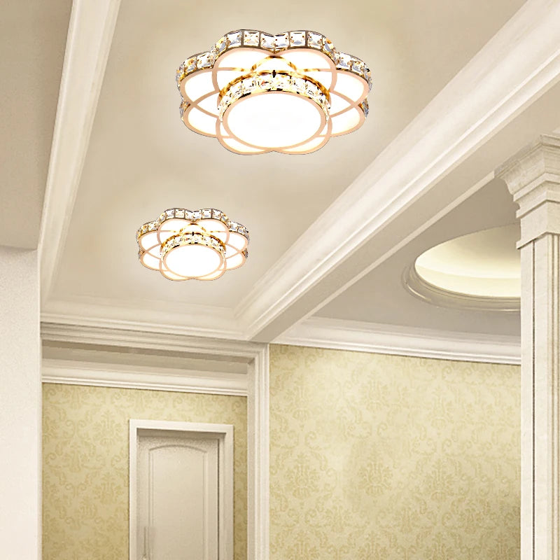 plafonnier led intelligent avec motif de fleur en cristal moderne - vue 7 sur 12