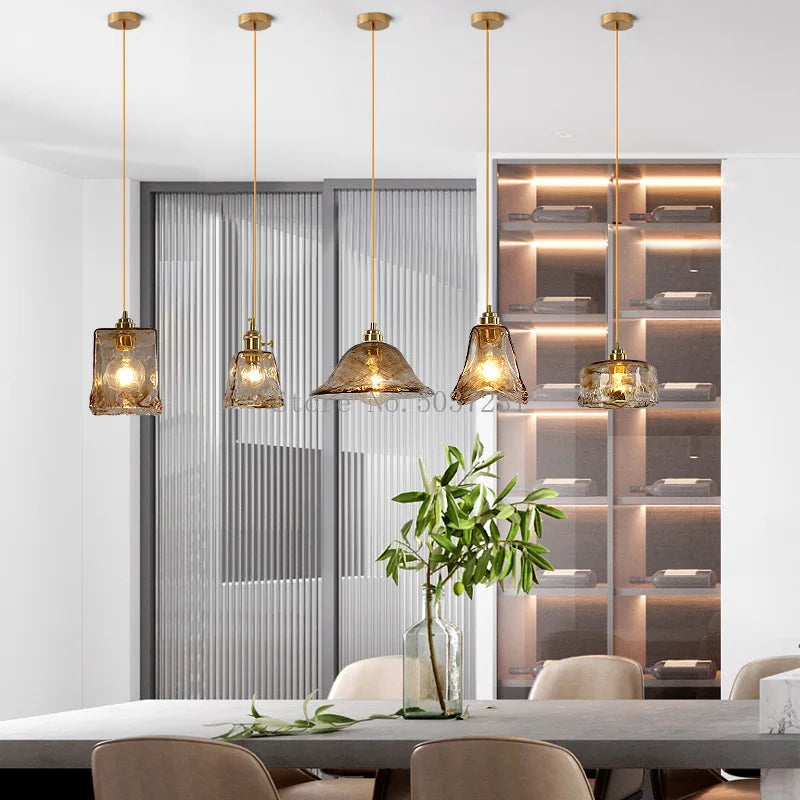 lampe suspendue en laiton verre led style nordique japonais