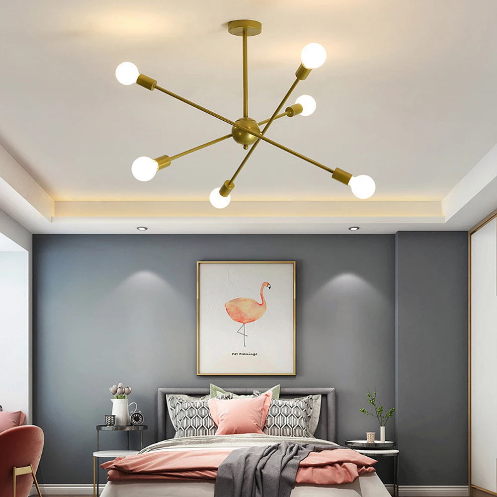 lustre moderne à leds style industriel spoutnik créatif éclairage maison - vue 7 sur 16