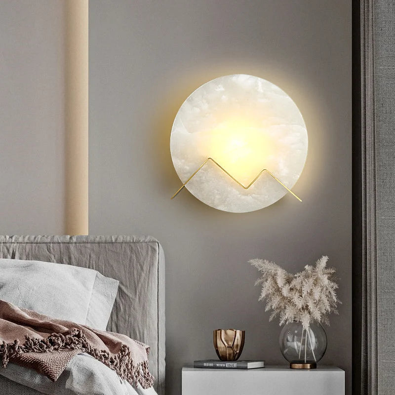 applique murale led post-moderne en marbre et cuivre
