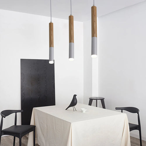 Bois suspension LED lumière 7W lampe suspendue salle à manger/salon cuisine île boutique bar café droplight Long Tube lampes suspendues nordiques