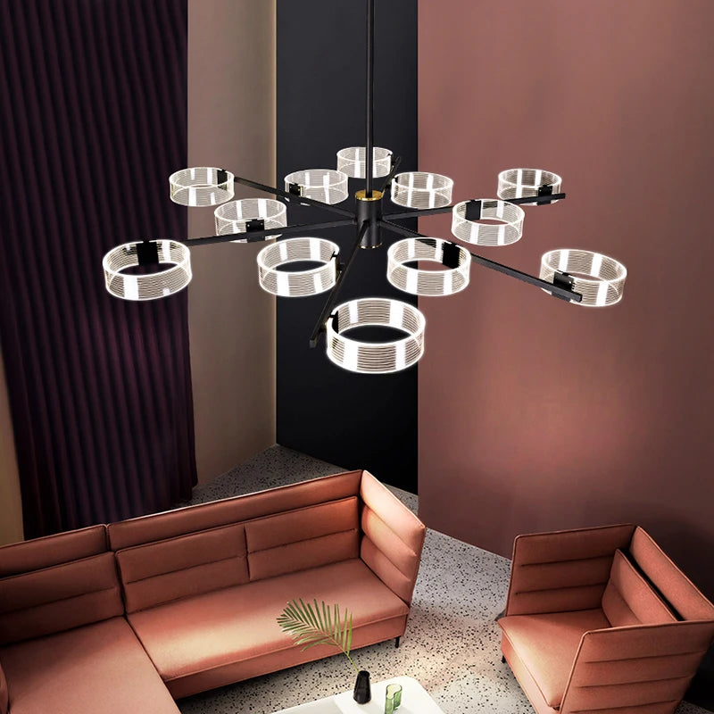 lustre industriel acrylique led pour éclairage intérieur décoratif - vue 6 sur 13