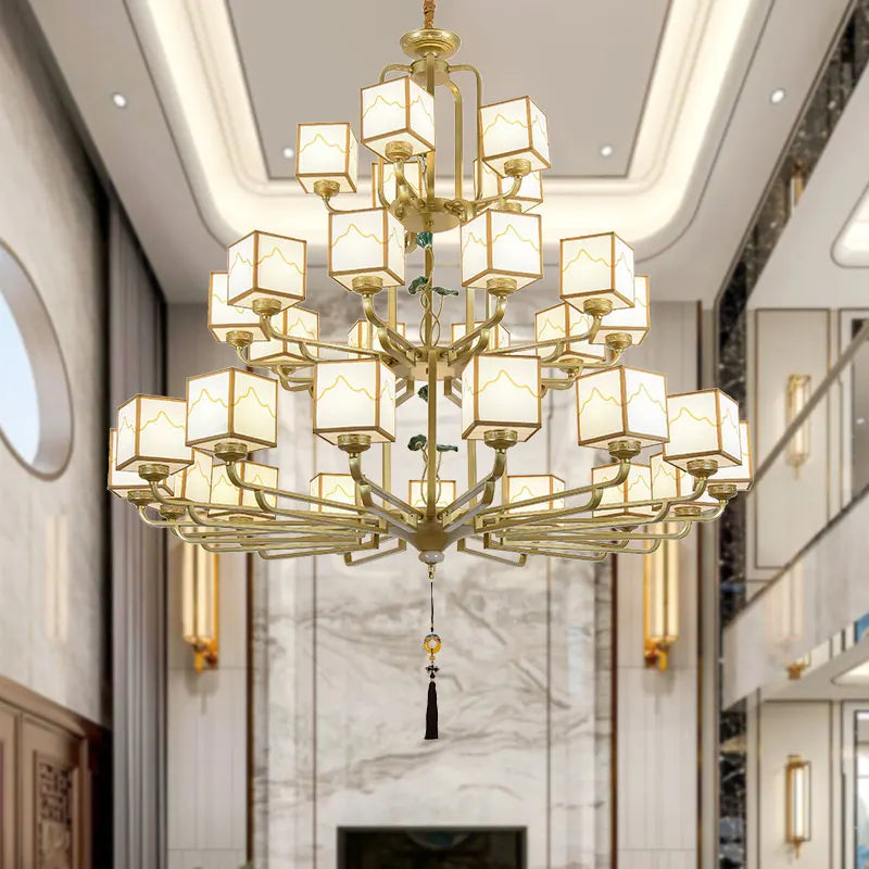 lustre chinois classique doré design pour intérieur élégant - vue 5 sur 12