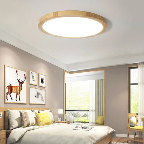 plafonnier led en bois véritable pour éclairage intérieur