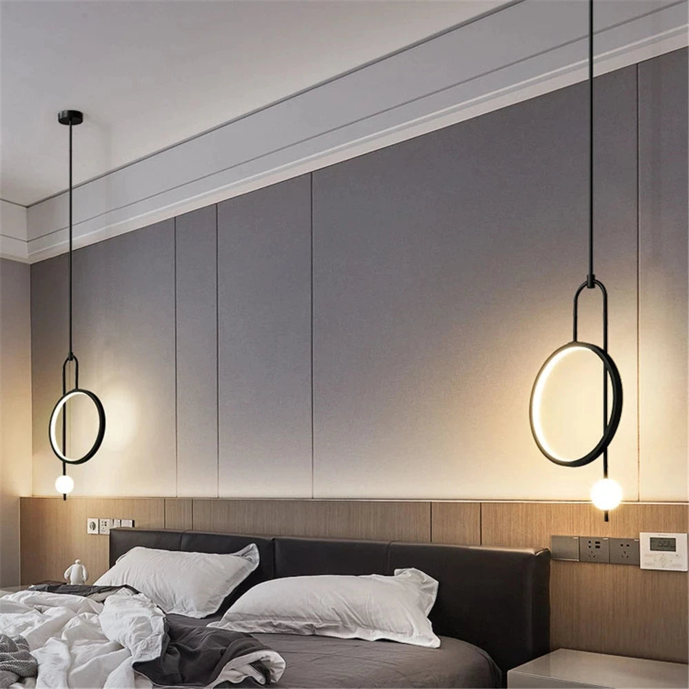 suspension led anneau design nordique pour décoration intérieure moderne - vue 6 sur 8