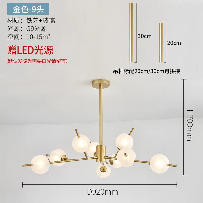 lustre en verre moderne style nordique pour décoration intérieure - vue 11 sur 14
