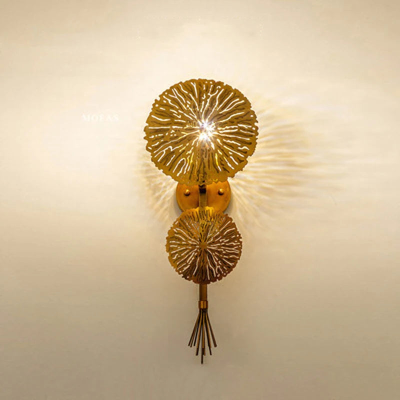 applique murale luxe feuille lotus décorative moderne pour salon et hôtel