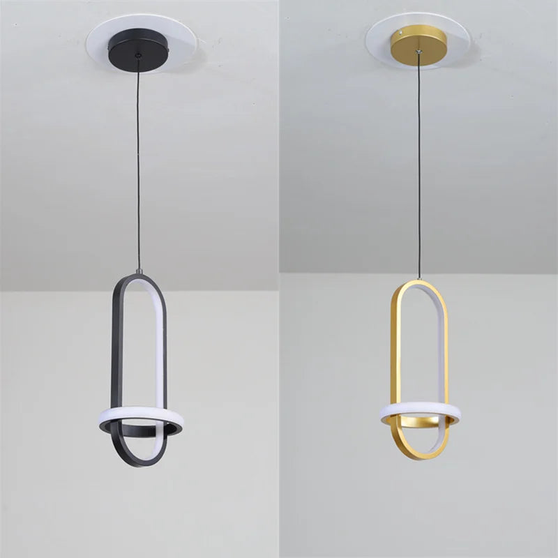 suspension moderne led anneau suspension lumière de chevet décoration maison art - vue 4 sur 8