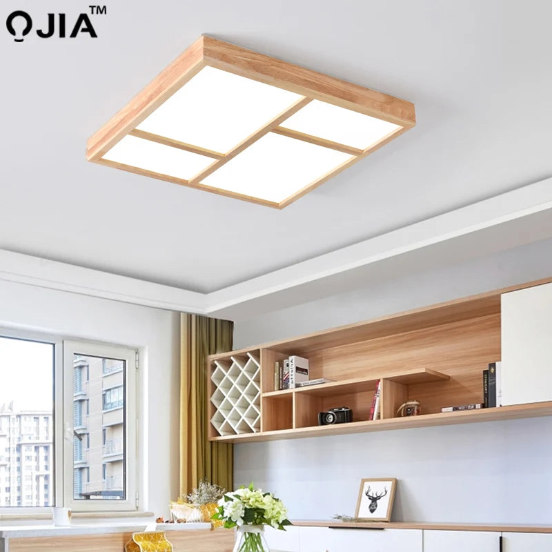 plafonnier led moderne en bois véritable pour usage intérieur - vue 6 sur 9
