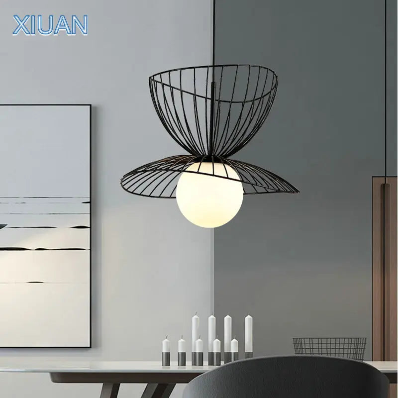 suspension plafonnier design en métal avec fil réglable led - vue 3 sur 8