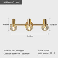 lampe frontale à led en cristal design moderne pour salle de bain