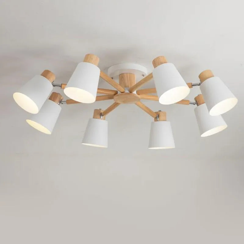 lustre nordique en bois massif simple et moderne - vue 2 sur 18