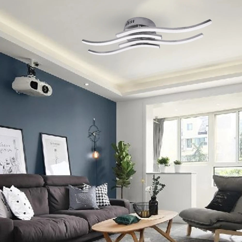 plafonnier led moderne en surface design incurvé décoratif - vue 4 sur 9