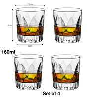 Lot de 4 verres whisky relief vintage bar